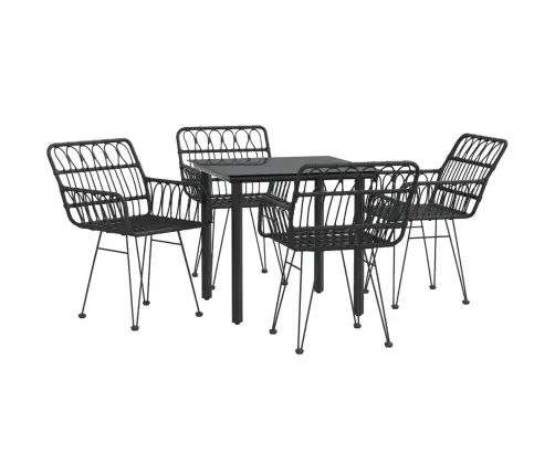 5-Osaline Aiamööbli Komplekt, Must, Polürotang