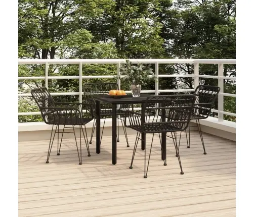 5-Osaline Aiamööbli Komplekt, Must, Polürotang