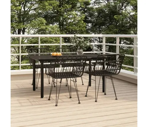 5-Daļīgs Dārza Mēbeļu Komplekts, Melns, Pe Rotangpalma Vidaxl