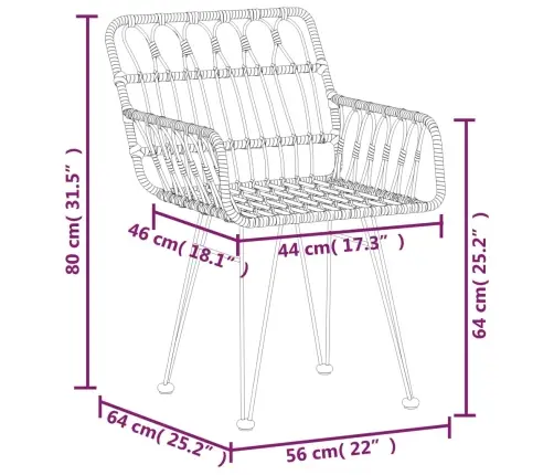 7-Osaline Aiamööblikomplekt, Must, Polürotang