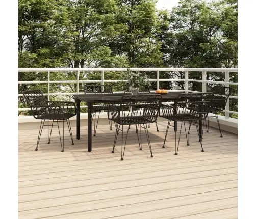 7-Daļīgs Dārza Mēbeļu Komplekts, Melns, Pe Rotangpalma Vidaxl