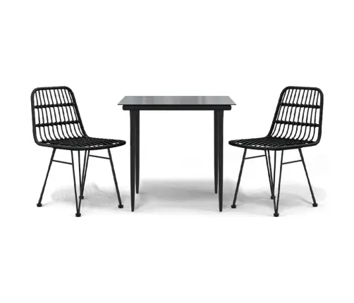 3-Daļīgs Dārza Mēbeļu Komplekts, Melna Pe Rotangpalma Vidaxl