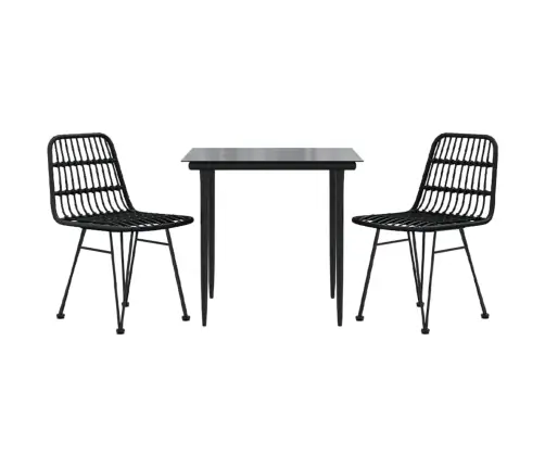 3-Daļīgs Dārza Mēbeļu Komplekts, Melna Pe Rotangpalma Vidaxl