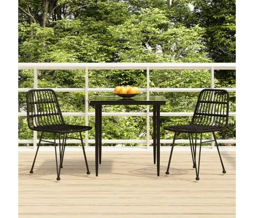 3-Daļīgs Dārza Mēbeļu Komplekts, Melna Pe Rotangpalma Vidaxl