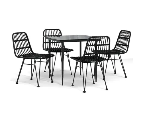 5-Daļīgs Dārza Mēbeļu Komplekts, Melns, Pe Rotangpalma Vidaxl