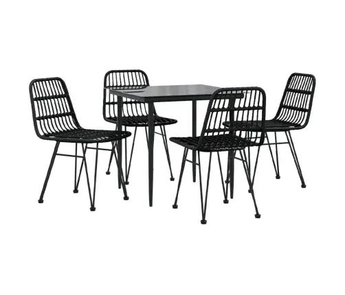 5-Daļīgs Dārza Mēbeļu Komplekts, Melns, Pe Rotangpalma Vidaxl