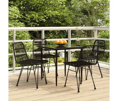 5-Daļīgs Dārza Mēbeļu Komplekts, Melns, Pe Rotangpalma Vidaxl