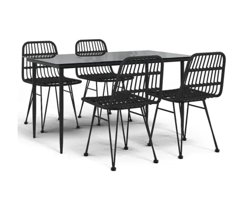 Sodo Valgomojo Baldų Komplektas, 5 Dalių, Juodas, Poliratanas