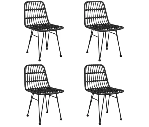 Sodo Valgomojo Baldų Komplektas, 5 Dalių, Juodas, Poliratanas