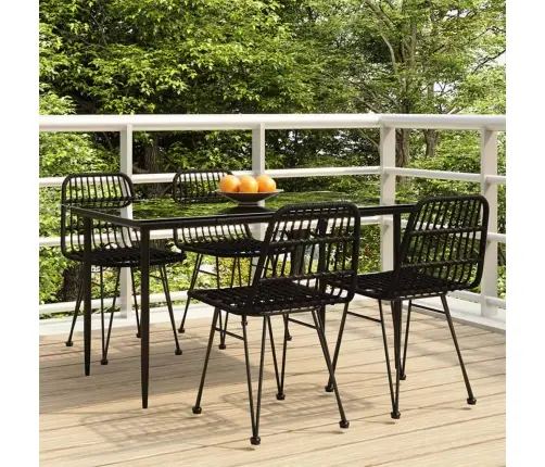 Sodo Valgomojo Baldų Komplektas, 5 Dalių, Juodas, Poliratanas