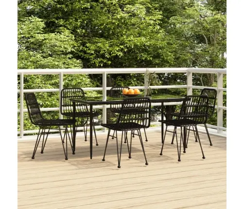 7-Daļīgs Dārza Mēbeļu Komplekts, Melns, Pe Rotangpalma Vidaxl