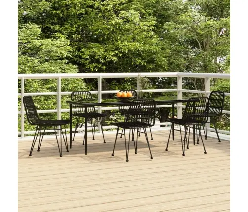 7-Daļīgs Dārza Mēbeļu Komplekts, Melns, Pe Rotangpalma Vidaxl