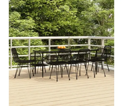 9-Osaline Aiamööbli Komplekt, Must, Polürotang