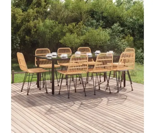 Sodo Valgomojo Baldų Komplektas, 9 Dalių, Poliratanas