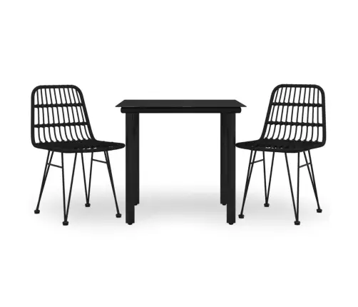 Sodo Valgomojo Baldų Komplektas, 3 Dalių, Juodas, Poliratanas