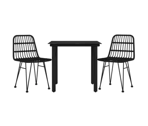 Sodo Valgomojo Baldų Komplektas, 3 Dalių, Juodas, Poliratanas