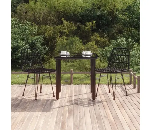 Sodo Valgomojo Baldų Komplektas, 3 Dalių, Juodas, Poliratanas