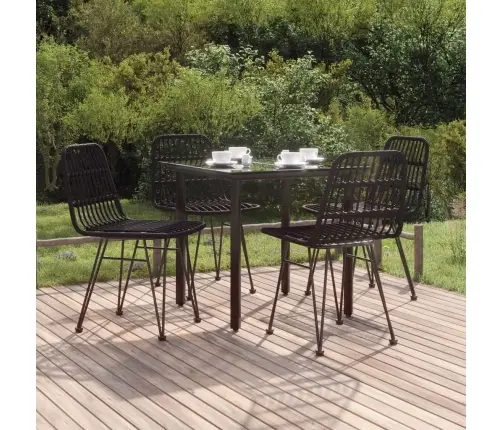 Sodo Valgomojo Baldų Komplektas, 5 Dalių, Juodas, Poliratanas