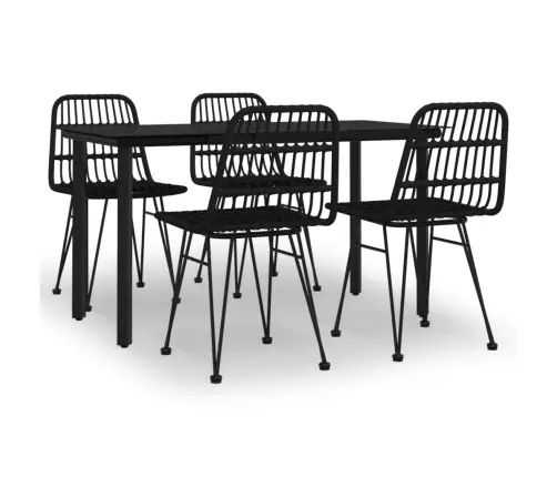 5-Daļīgs Dārza Mēbeļu Komplekts, Melns, Pe Rotangpalma Vidaxl