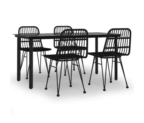 5-Daļīgs Dārza Mēbeļu Komplekts, Melns, Pe Rotangpalma Vidaxl