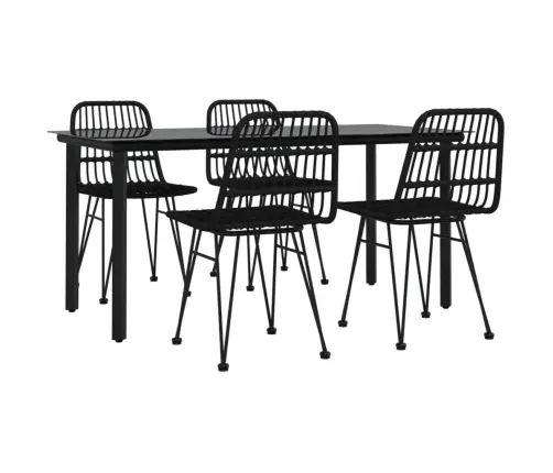 5-Daļīgs Dārza Mēbeļu Komplekts, Melns, Pe Rotangpalma Vidaxl