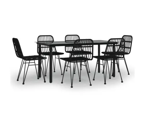 7-Daļīgs Dārza Mēbeļu Komplekts, Melns, Pe Rotangpalma Vidaxl