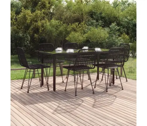 7-Daļīgs Dārza Mēbeļu Komplekts, Melns, Pe Rotangpalma Vidaxl