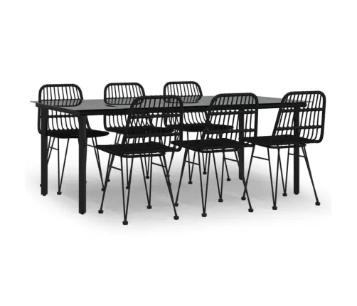 7-Daļīgs Dārza Mēbeļu Komplekts, Melns, Pe Rotangpalma Vidaxl