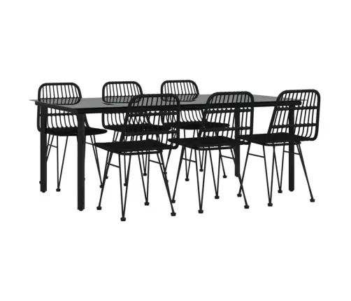 7-Daļīgs Dārza Mēbeļu Komplekts, Melns, Pe Rotangpalma Vidaxl