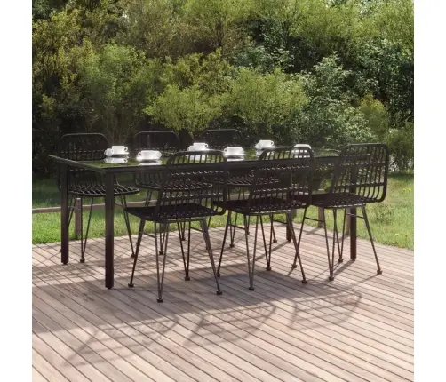 7-Daļīgs Dārza Mēbeļu Komplekts, Melns, Pe Rotangpalma Vidaxl