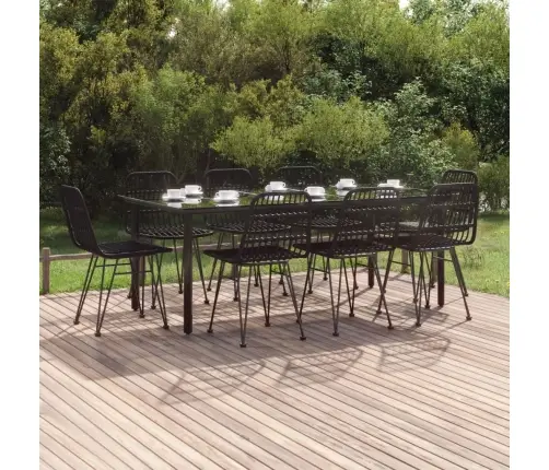 9-Daļīgs Dārza Mēbeļu Komplekts, Pe Rotangpalma, Melns Vidaxl