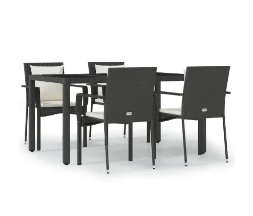 5-Daļīgs Dārza Mēbeļu Komplekts Ar Matračiem, Pe Pinums, Melns Vidaxl