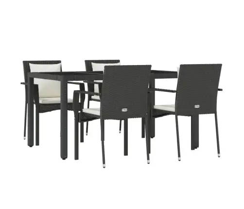 Sodo Komplektas Su Pagalvėlėmis, 5 Dalių, Juodas, Poliratanas