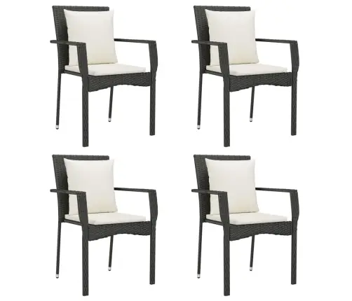 Sodo Komplektas Su Pagalvėlėmis, 5 Dalių, Juodas, Poliratanas