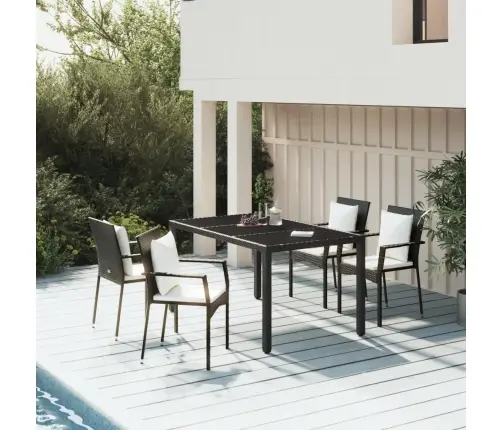 Sodo Komplektas Su Pagalvėlėmis, 5 Dalių, Juodas, Poliratanas