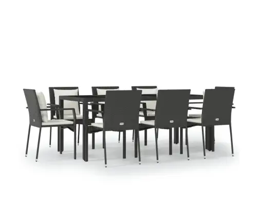 Sodo Komplektas Su Pagalvėlėmis, 9 Dalių, Juodas, Poliratanas