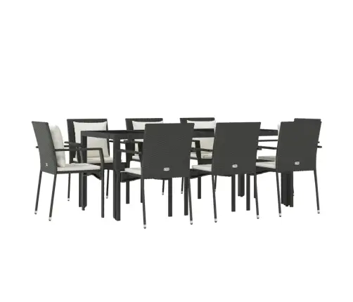 Sodo Komplektas Su Pagalvėlėmis, 9 Dalių, Juodas, Poliratanas