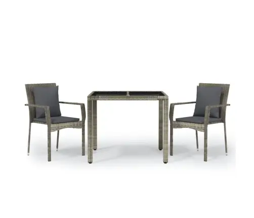 Sodo Komplektas Su Pagalvėlėmis, 3 Dalių, Pilkas, Poliratanas