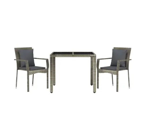 Sodo Komplektas Su Pagalvėlėmis, 3 Dalių, Pilkas, Poliratanas