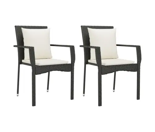 3-Daļīgs Dārza Mēbeļu Komplekts Ar Matračiem, Melns, Pe Pinums Vidaxl