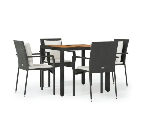 5-Osaline Aiamööbli Komplekt Patjadega, Must, Polürotang