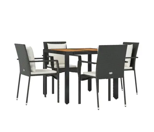 5-Osaline Aiamööbli Komplekt Patjadega, Must, Polürotang