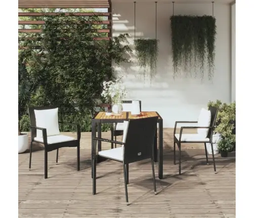 5-Osaline Aiamööbli Komplekt Patjadega, Must, Polürotang