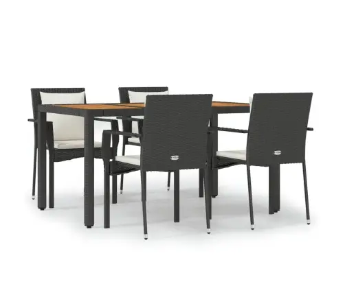 Sodo Komplektas Su Pagalvėlėmis, 5 Dalių, Juodas, Poliratanas