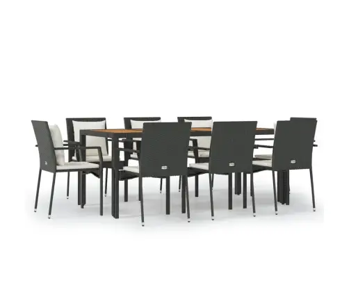 9-Osaline Aiamööbli Komplekt Patjadega, Must, Polürotang