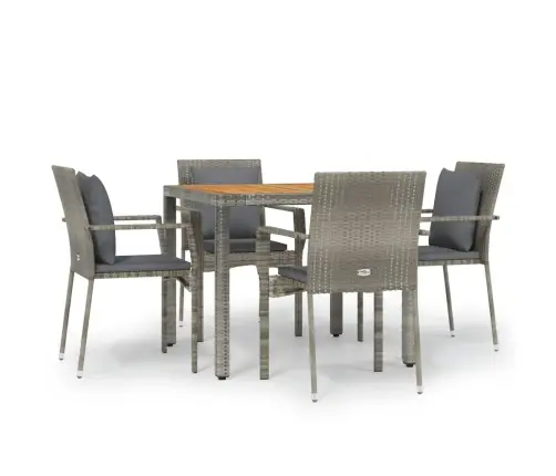 Sodo Komplektas Su Pagalvėlėmis, 5 Dalių, Pilkas, Poliratanas