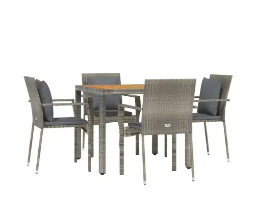 Sodo Komplektas Su Pagalvėlėmis, 5 Dalių, Pilkas, Poliratanas