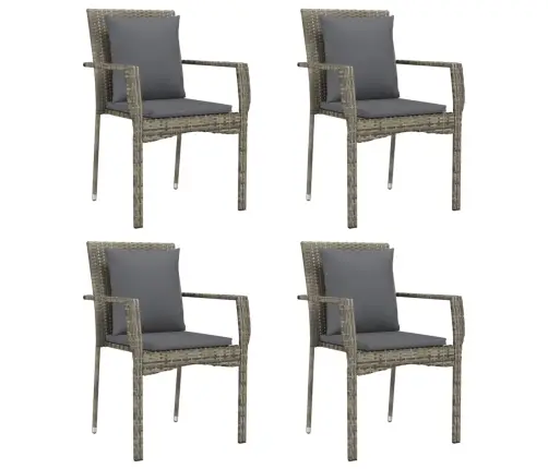 Sodo Komplektas Su Pagalvėlėmis, 5 Dalių, Pilkas, Poliratanas