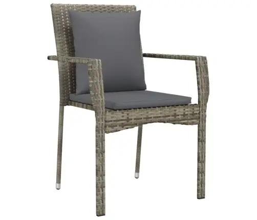 Sodo Komplektas Su Pagalvėlėmis, 5 Dalių, Pilkas, Poliratanas