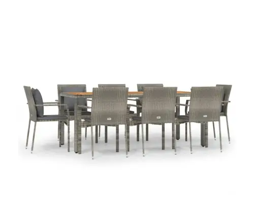 Sodo Komplektas Su Pagalvėlėmis, 9 Dalių, Pilkas, Poliratanas